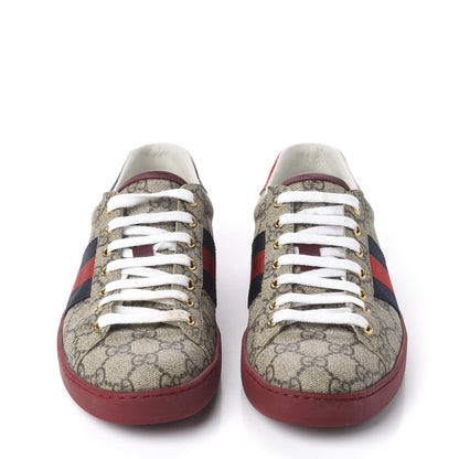 Gucci GG Supreme Monogram Ayers Mens New Ace Low-Top Sneaker 7 Beige Red 2 of 8