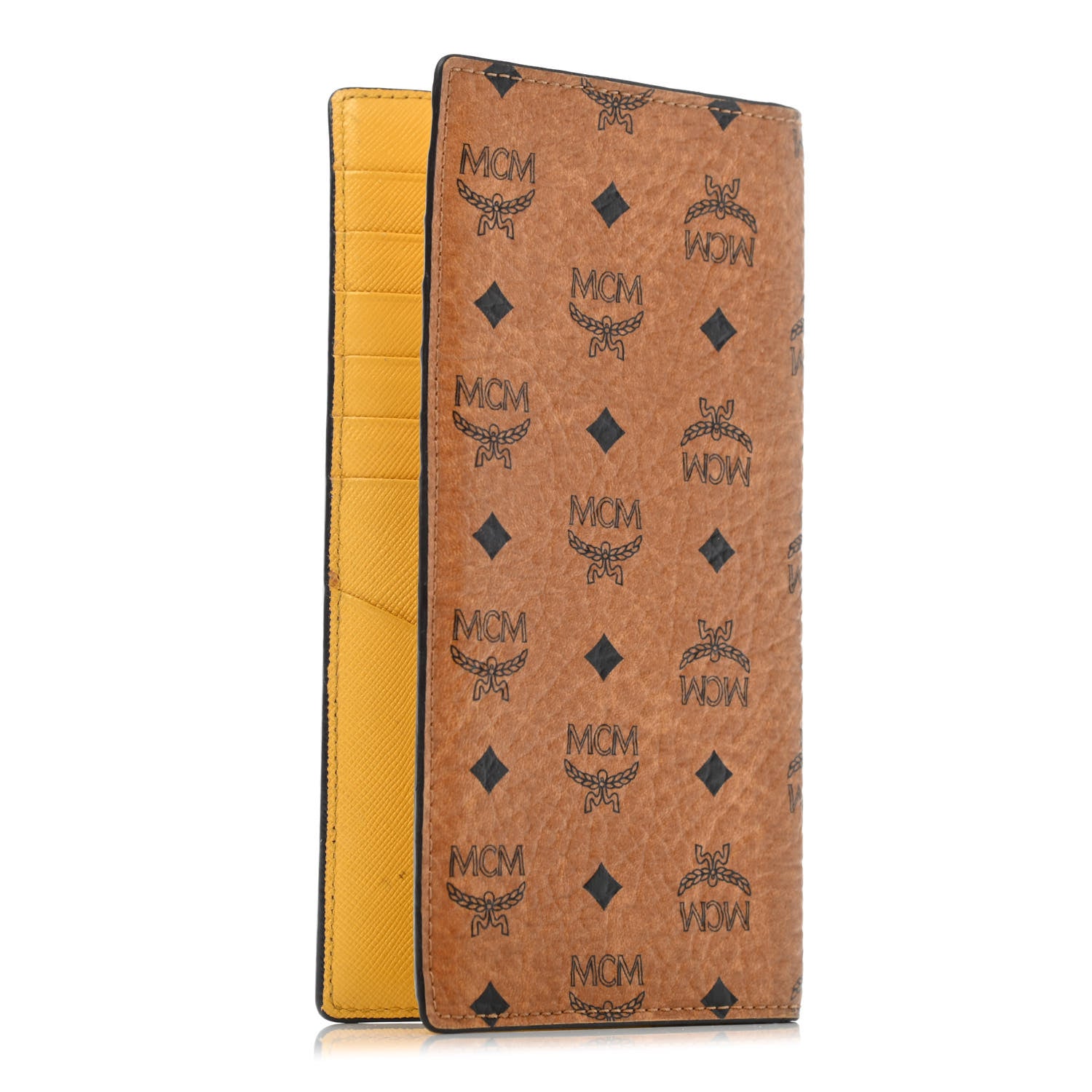 MCM Visetos Bi-Fold Long Wallet Cognac Yellow 2 of 4