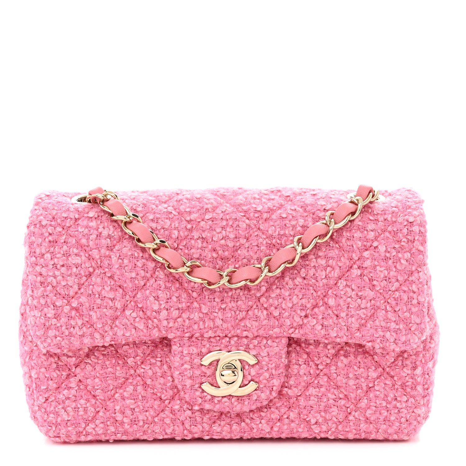 Chanel Tweed Quilted Mini Rectangular Flap Pink 1 of 11