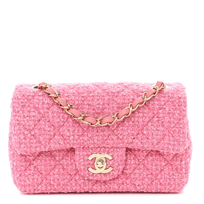 Chanel Tweed Quilted Mini Rectangular Flap Pink 1 of 11