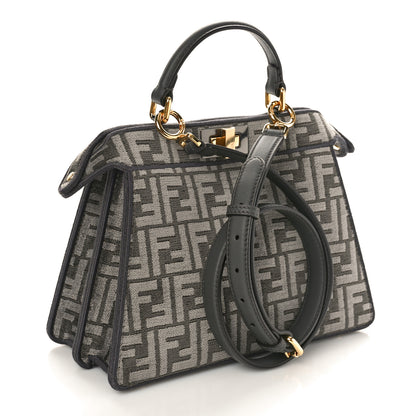 Fendi Chenille Vitello Seta FF Small Peekaboo I SEE U Satchel Anthracite Asfalto 3 of 8