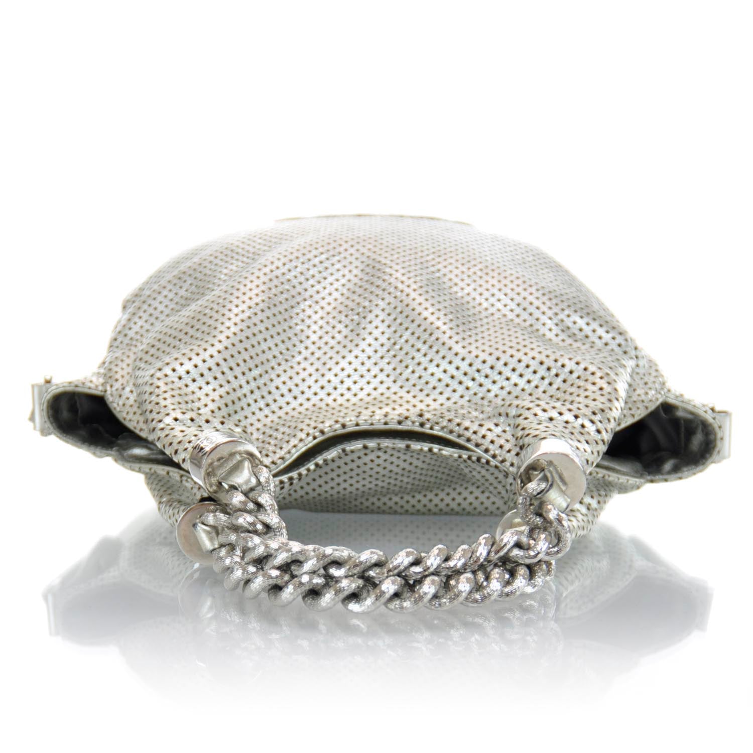 Chanel Metallic Glazed Calfskin Perforated Medium Rodeo Drive Tote Silver 4 of 11