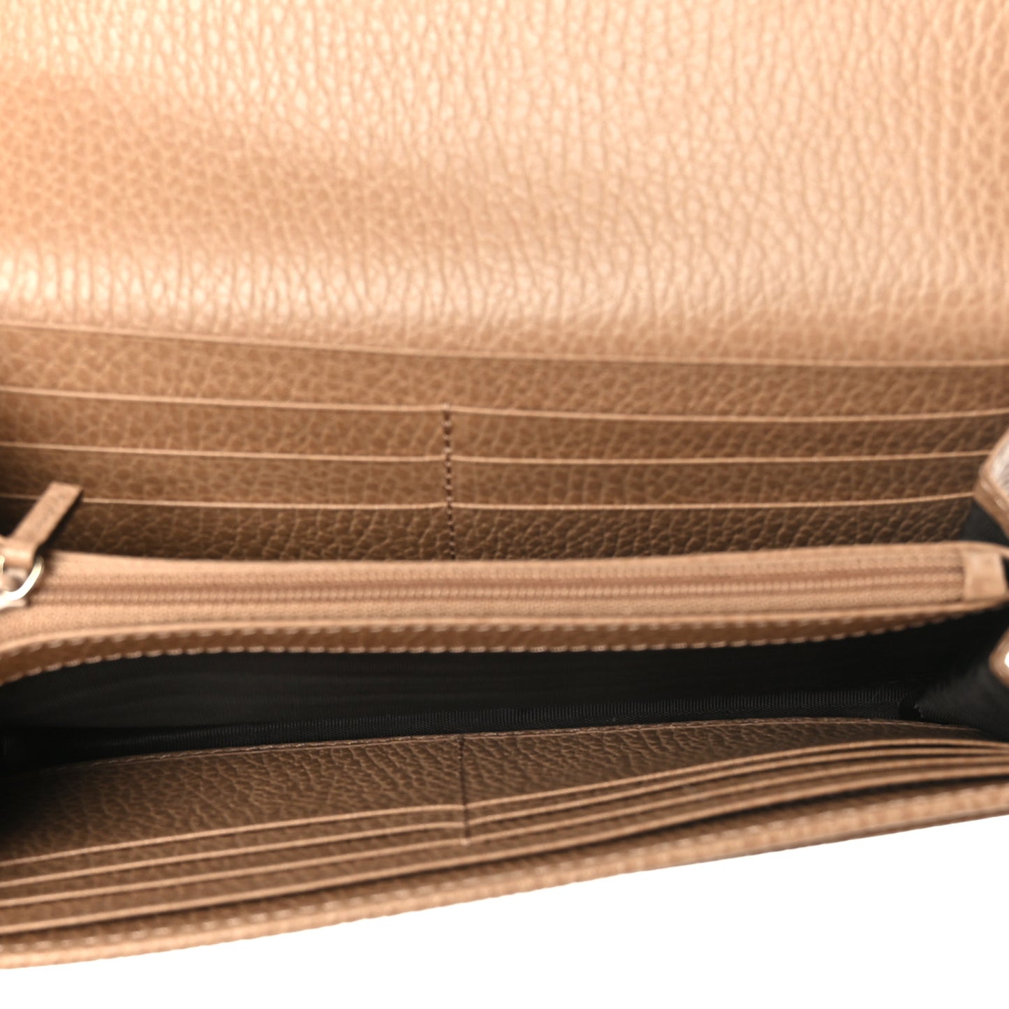 Dollar Calfskin Interlocking G Continental Wallet Camelia