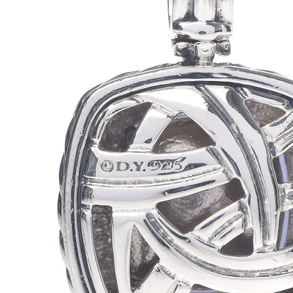 David Yurman Sterling Silver Diamond Lavender Moon Quartz 14mm Albion Enhancer Pendant 4 of 5