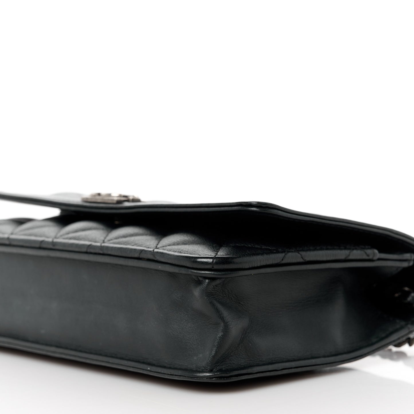 Calfskin Quilted Boy Wallet On Chain WOC Black