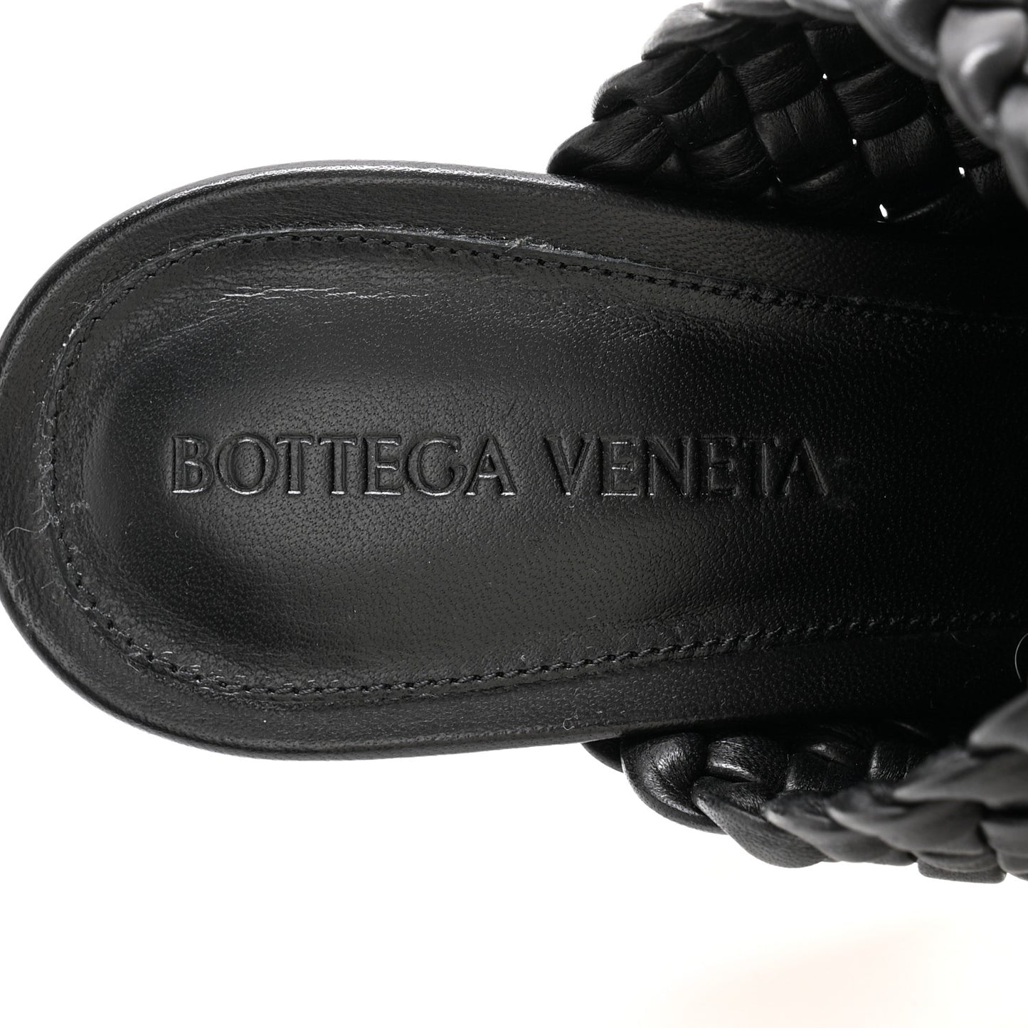 Soft Lambskin Intrecciato High Heel Knot Mules 37 Black