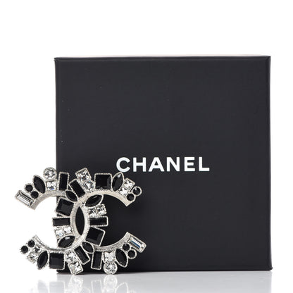 Chanel Baguette Crystal CC Brooch Silver Black 5 of 5