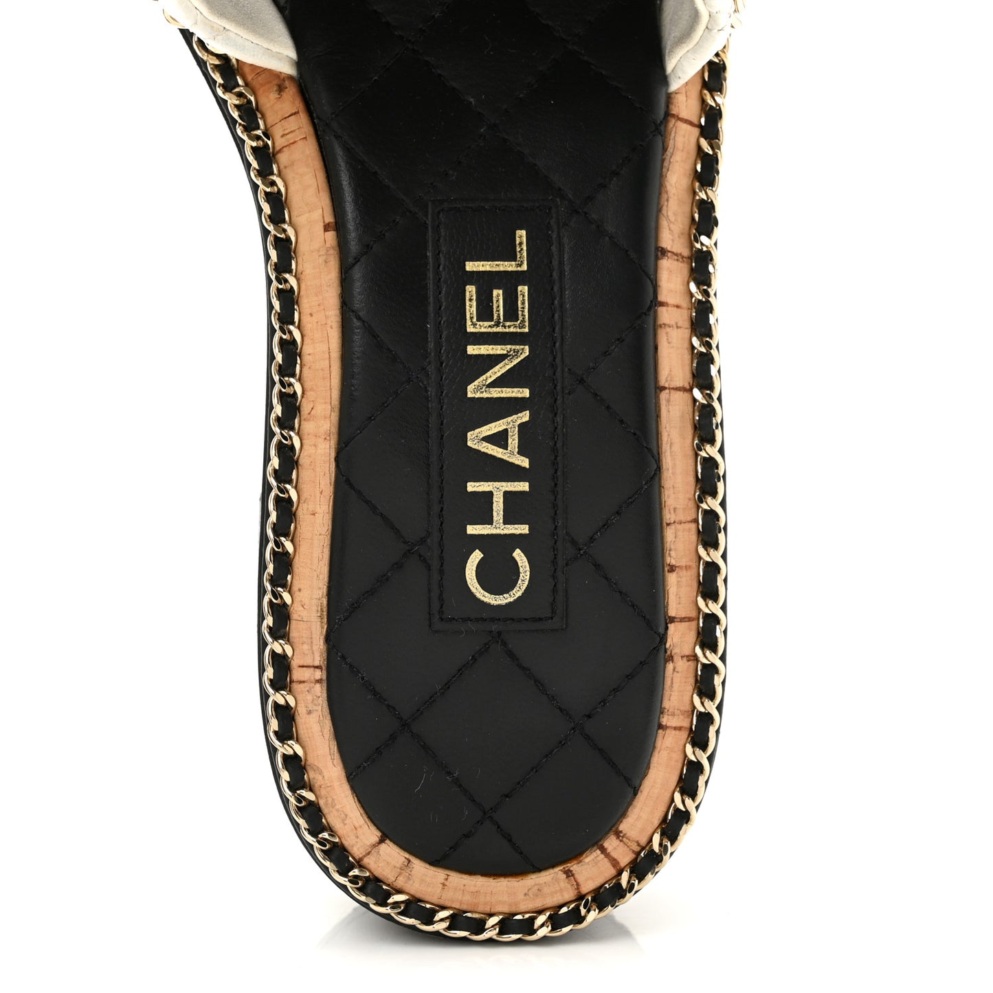 Lambskin Quilted Chain CC Sandals 38 White