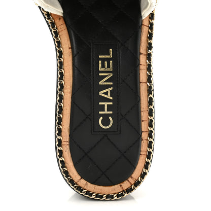 Chanel Lambskin Quilted Chain CC Sandals 38 White 7 of 10