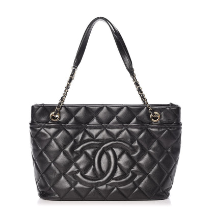 Chanel Caviar Quilted CC Timeless Soft Tote Black 1 of 10