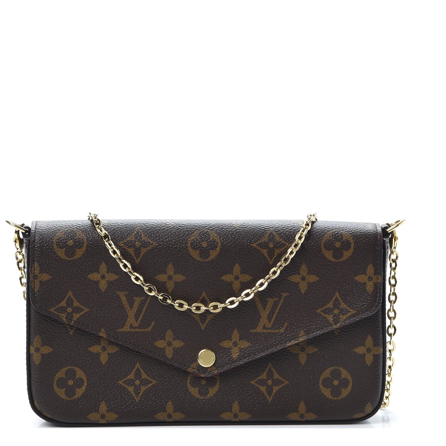 Louis Vuitton Monogram Pochette Felicie Chain Wallet Fuchsia 1 of 11