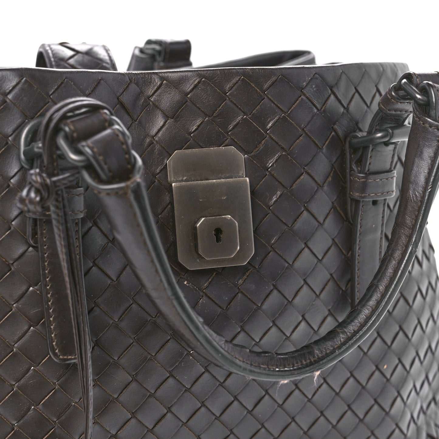 Light Calf Intrecciato Small Roma Brown