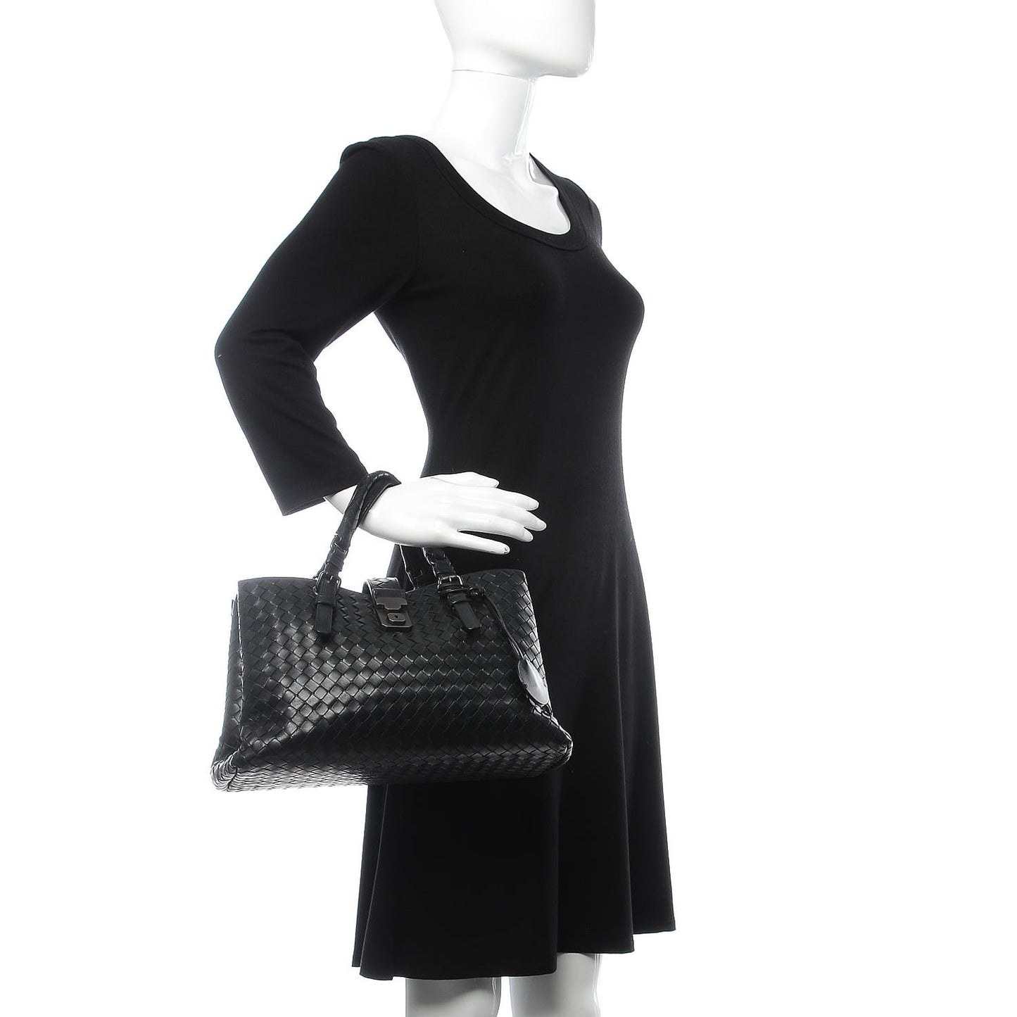 Light Calf Intrecciato Small Roma Black