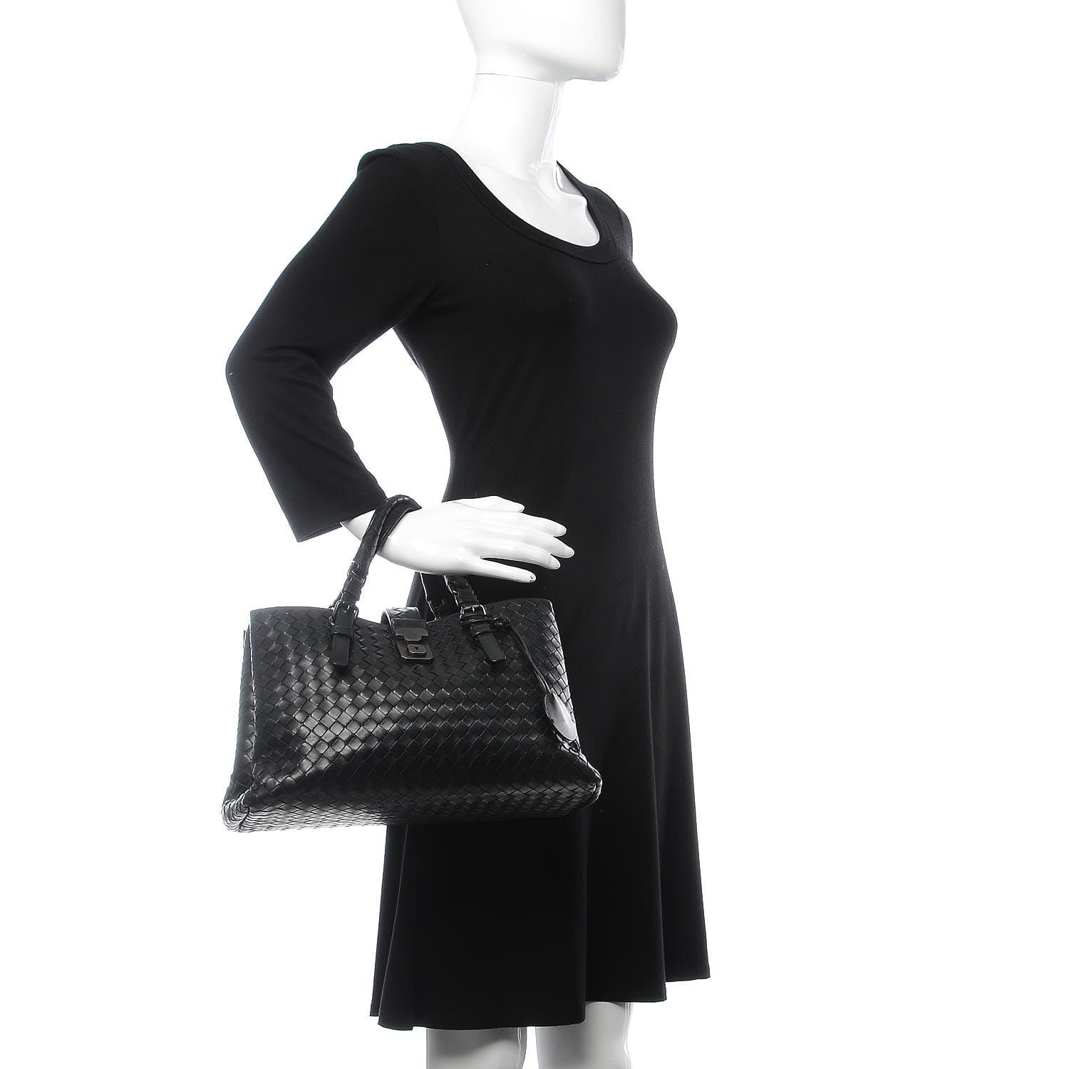 Bottega Veneta Light Calf Intrecciato Small Roma Black 2 of 19