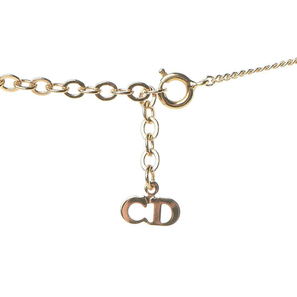 Christian Dior Crystal Logo Necklace Gold 4 of 5