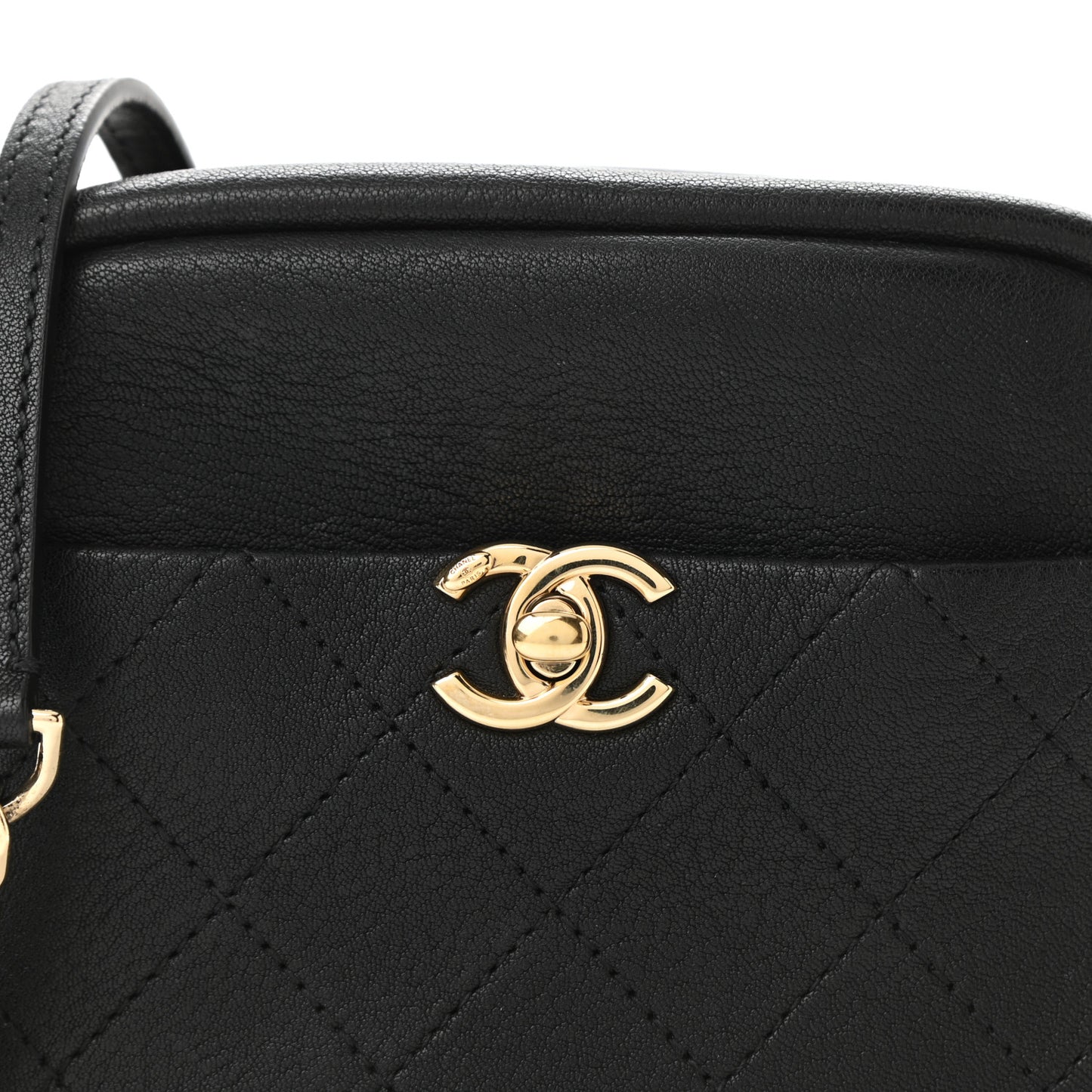 Goatskin Quilted Small Casual Trip Camera Case Black