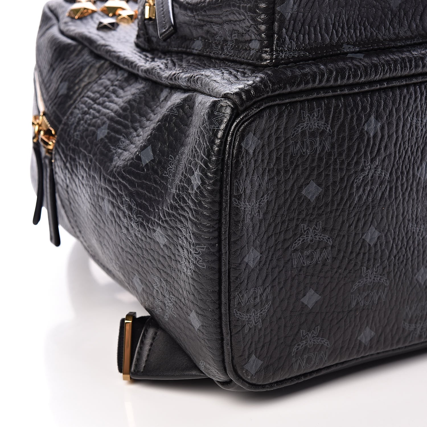 MCM Visetos Studded Medium Stark M Backpack Black 10 of 12