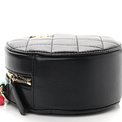 Chanel Shiny Lambskin Ribbon Quilted Round Clutch With Chain Black 7 of 8