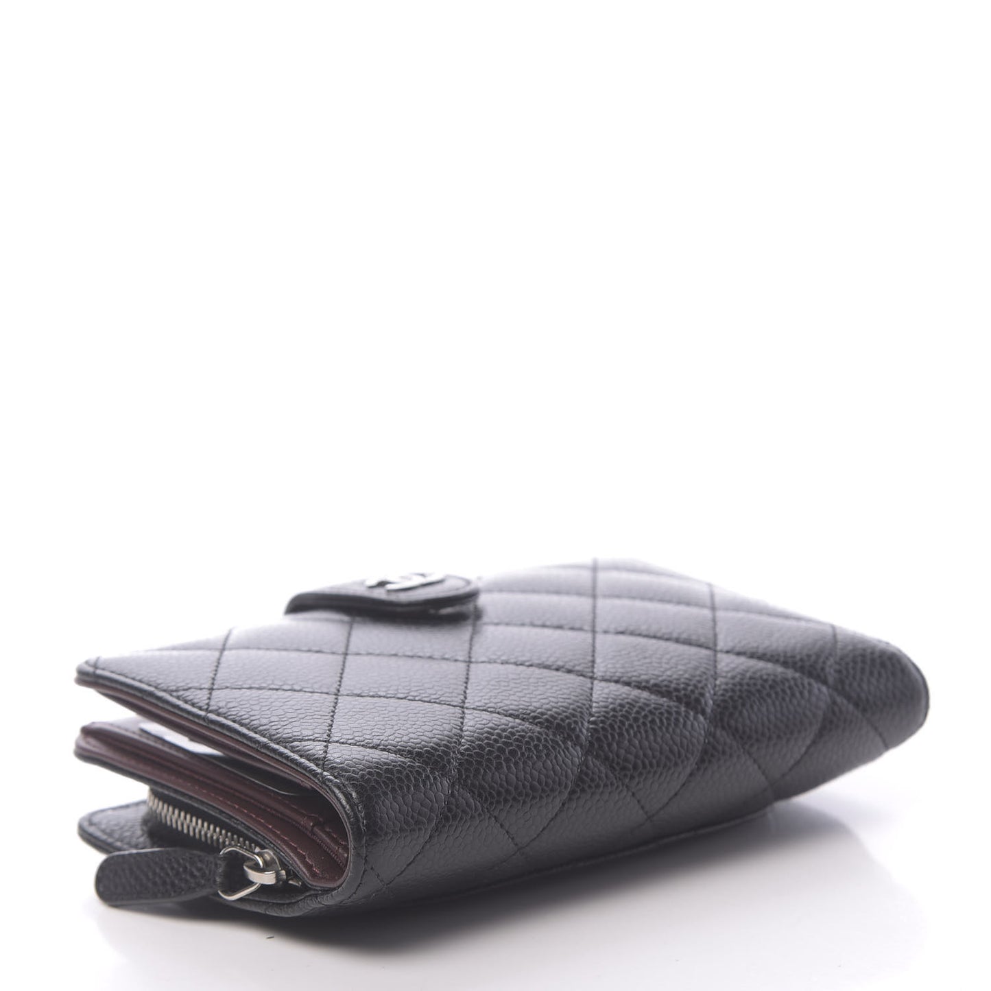 Caviar Quilted Zipped Pocket Wallet Black