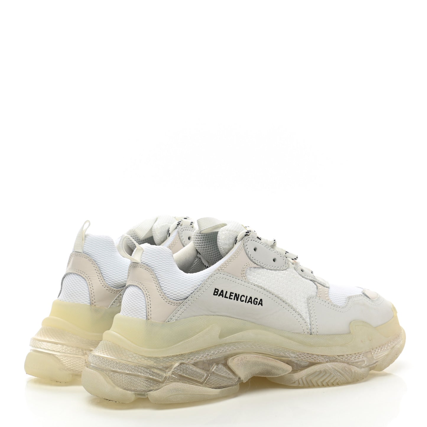 Fabric Mesh Clear Sole Womens Triple S Sneakers 42 White