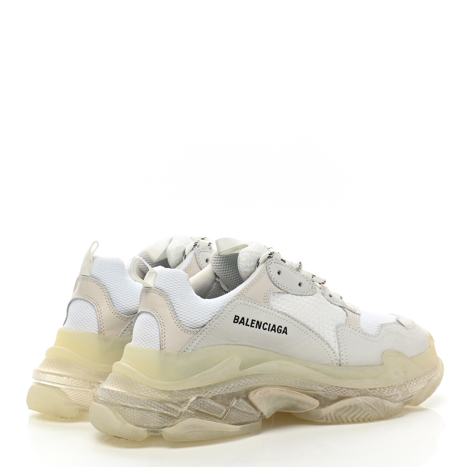 Balenciaga Fabric Mesh Clear Sole Womens Triple S Sneakers 42 White 4 of 9