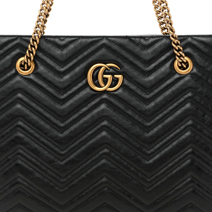 Gucci Vintage Calfskin Matelasse Medium GG Marmont Slim Tote Black Black 8 of 11