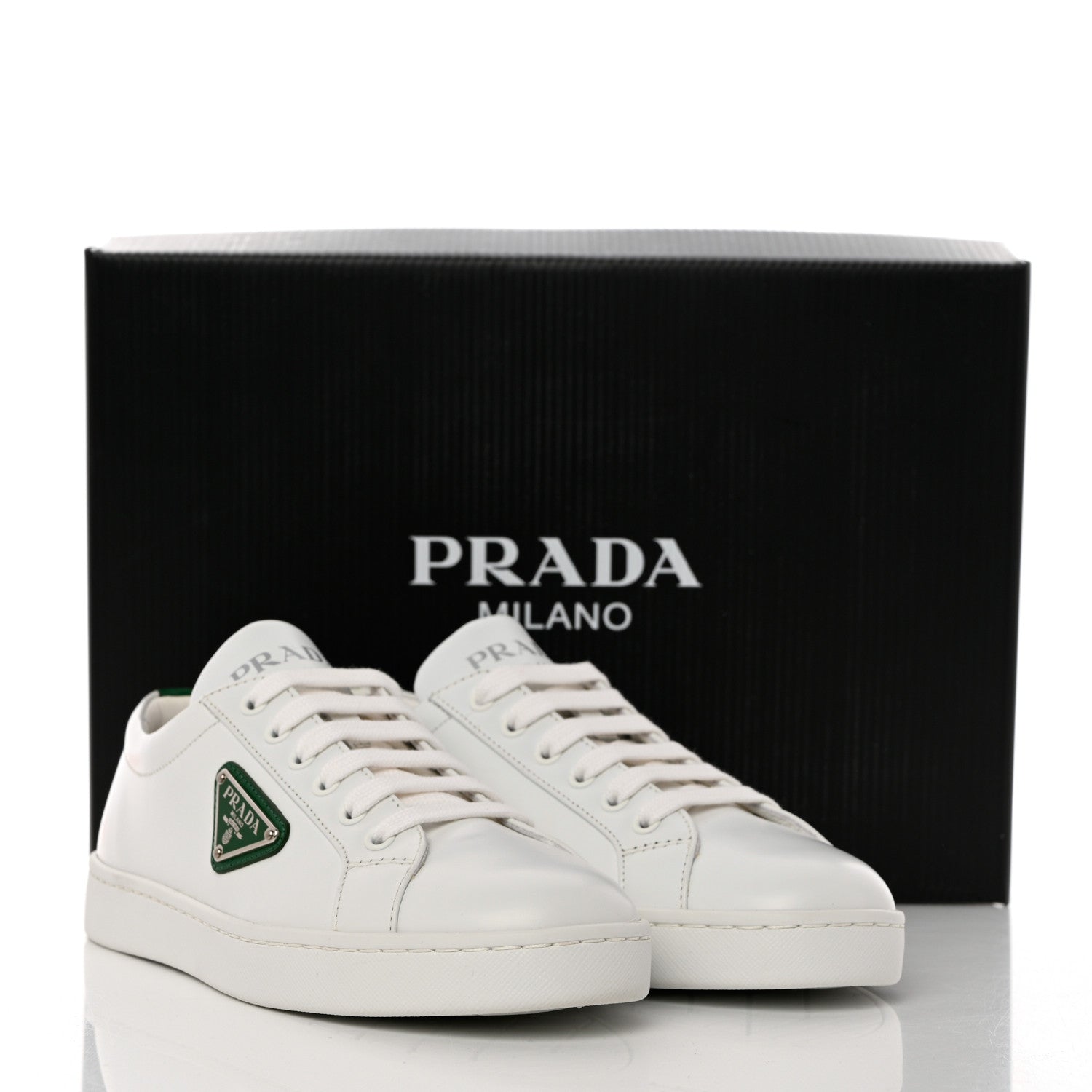 Prada Spazzolato Rois Metal Triangle Logo 25mm Sneakers 36 White Mango 10 of 10