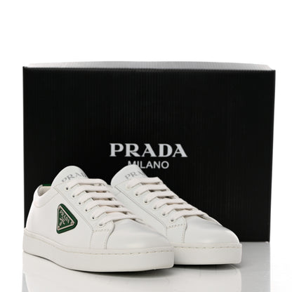 Prada Spazzolato Rois Metal Triangle Logo 25mm Sneakers 36 White Mango 10 of 10