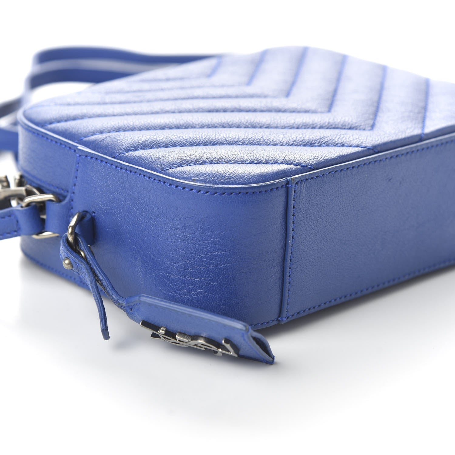 Saint Laurent Sheepskin Chevron Small Camera Bag Royal Blue 6 of 10