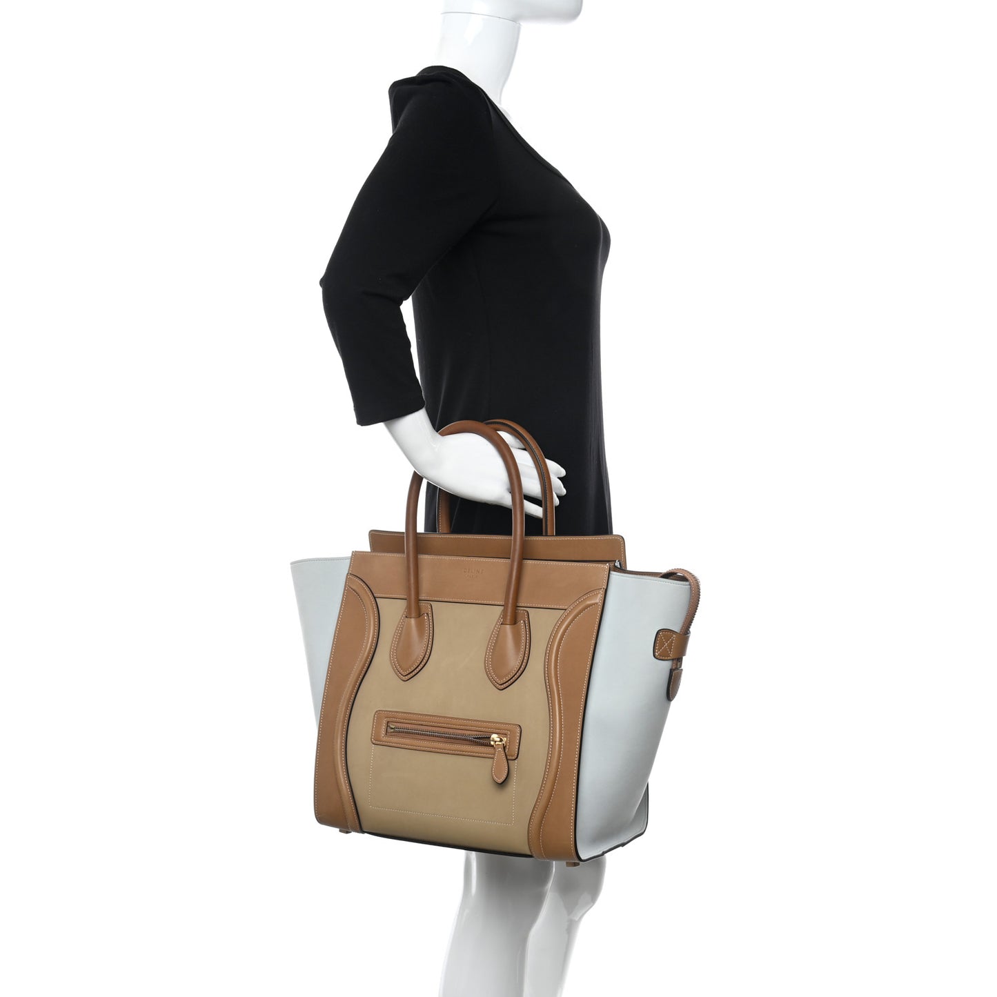 Smooth Calfskin Suede Tri-color Mini Luggage Multicolor