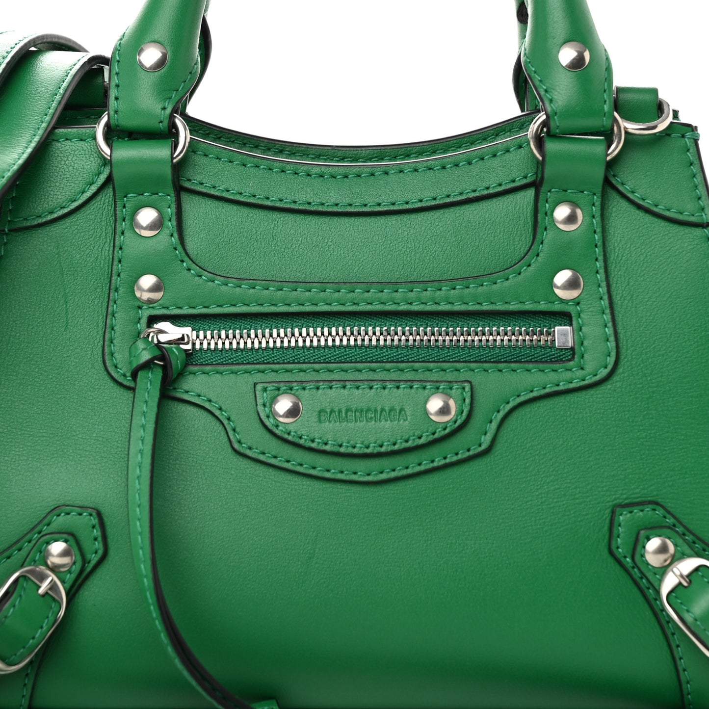 Smooth Calfskin Neo Classic Silver Hardware Mini City Grass Green