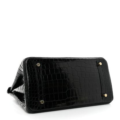 Hermes Shiny Porosus Crocodile Birkin 30 Black 4 of 11