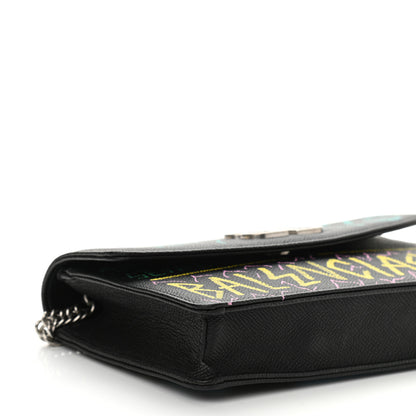 Balenciaga Grained Calfskin Graffiti BB Wallet On Chain Black 6 of 6