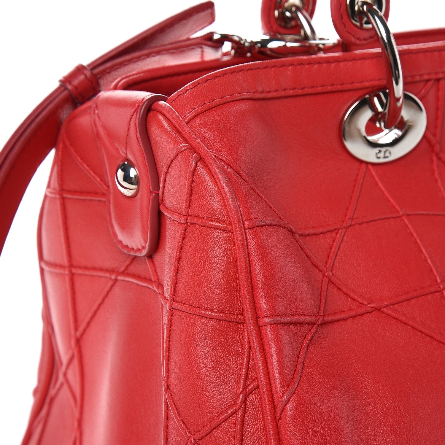 Christian Dior Lambskin Cannage Granville Polochon Coral 11 of 16