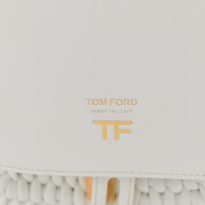 Tom Ford Calfskin Woven T-Twist Crossbody White 7 of 13