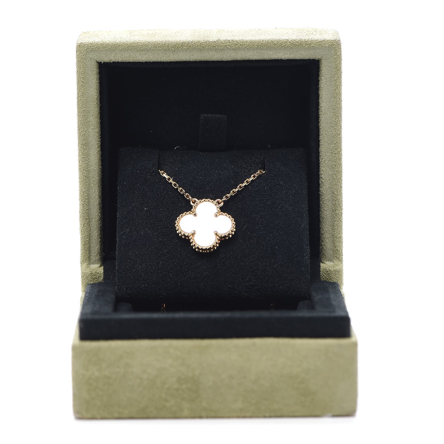 18K Yellow Gold Mother of Pearl Vintage Alhambra Pendant Necklace