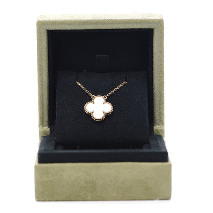 Van Cleef & Arpels 18K Yellow Gold Mother of Pearl Vintage Alhambra Pendant Necklace 7 of 7
