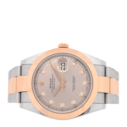 Rolex Stainless Steel 18K Everose Gold Diamond 41mm Oyster Perpetual Datejust Watch Sundust 126301 2 of 4