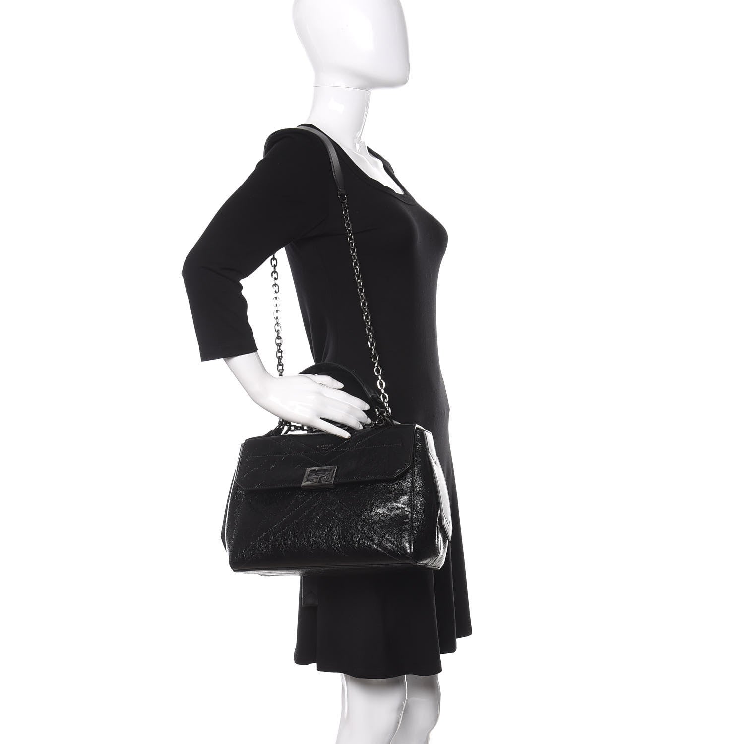 Givenchy Creased Patent Calfskin Medium ID Flap Black 2 of 9