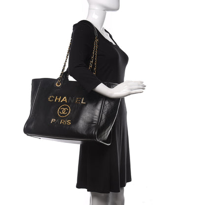 Chanel Aged Calfskin Medium Charms Deauville Tote Black 2 of 10