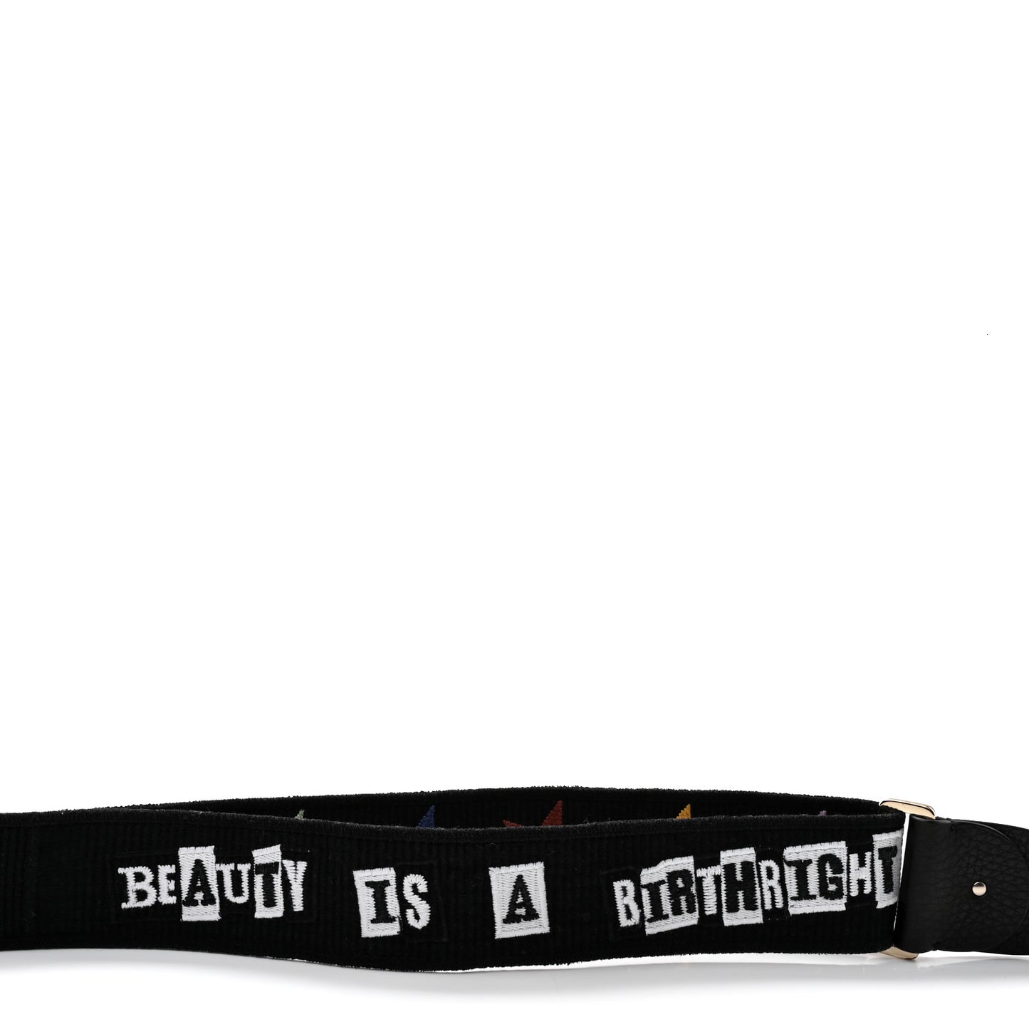 X JAMIE REID Canvas Embroidered Rockstud Guitar Strap Black