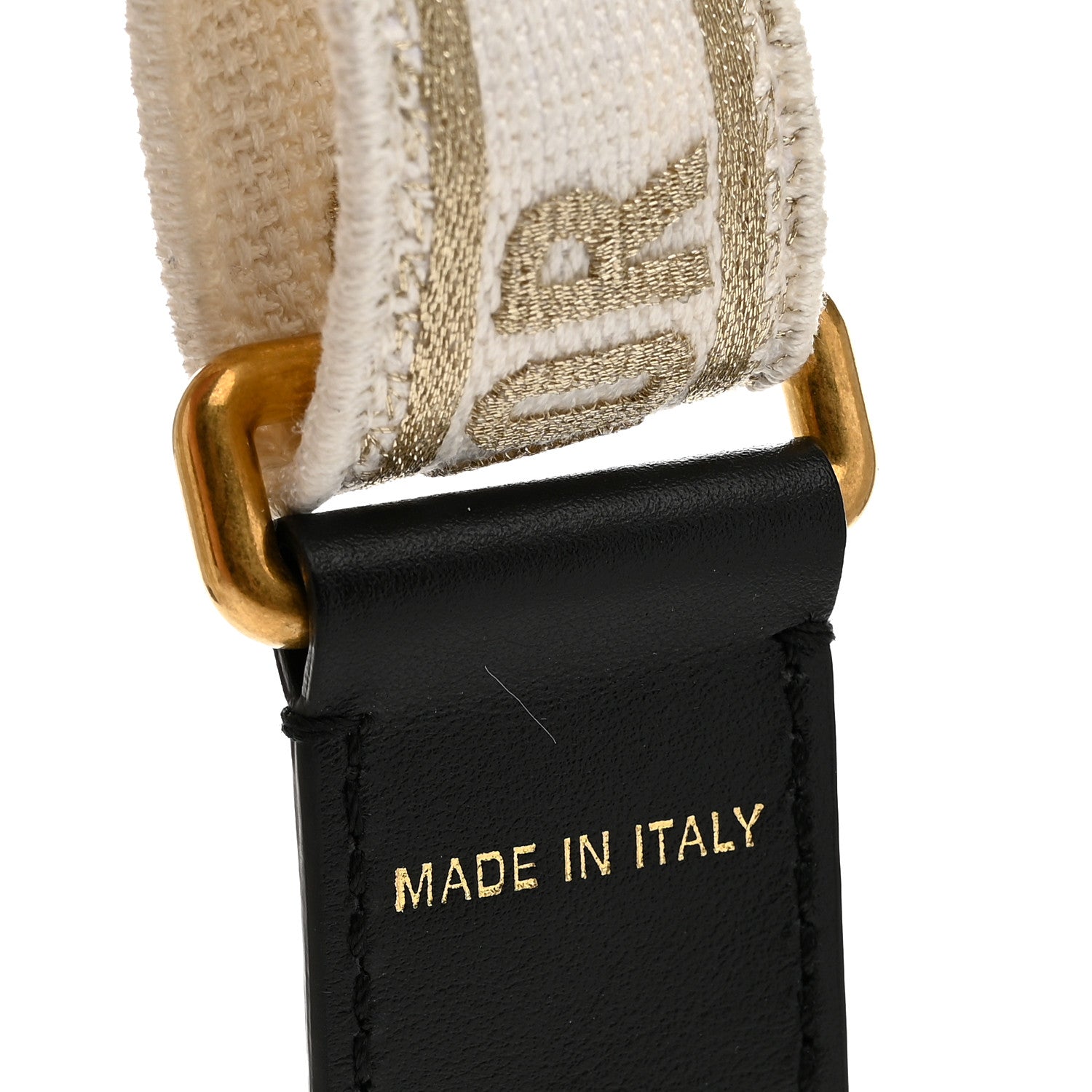 Christian Dior Canvas Embroidered Shoulder Strap White Gold 3 of 4