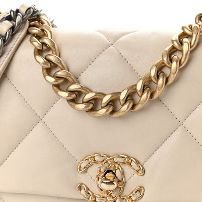 Chanel Lambskin Quilted Medium Chanel 19 Flap Light Beige 12 of 14