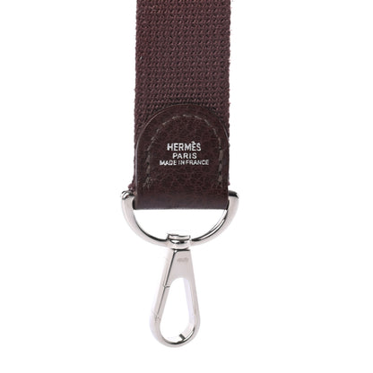 Hermes Toile Taurillon Clemence Shoulder Strap Chocolate 4 of 4