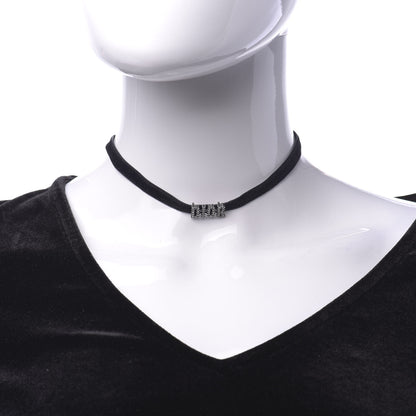 Christian Dior Velvet Crystal DIOR Choker Necklace Black 2 of 4