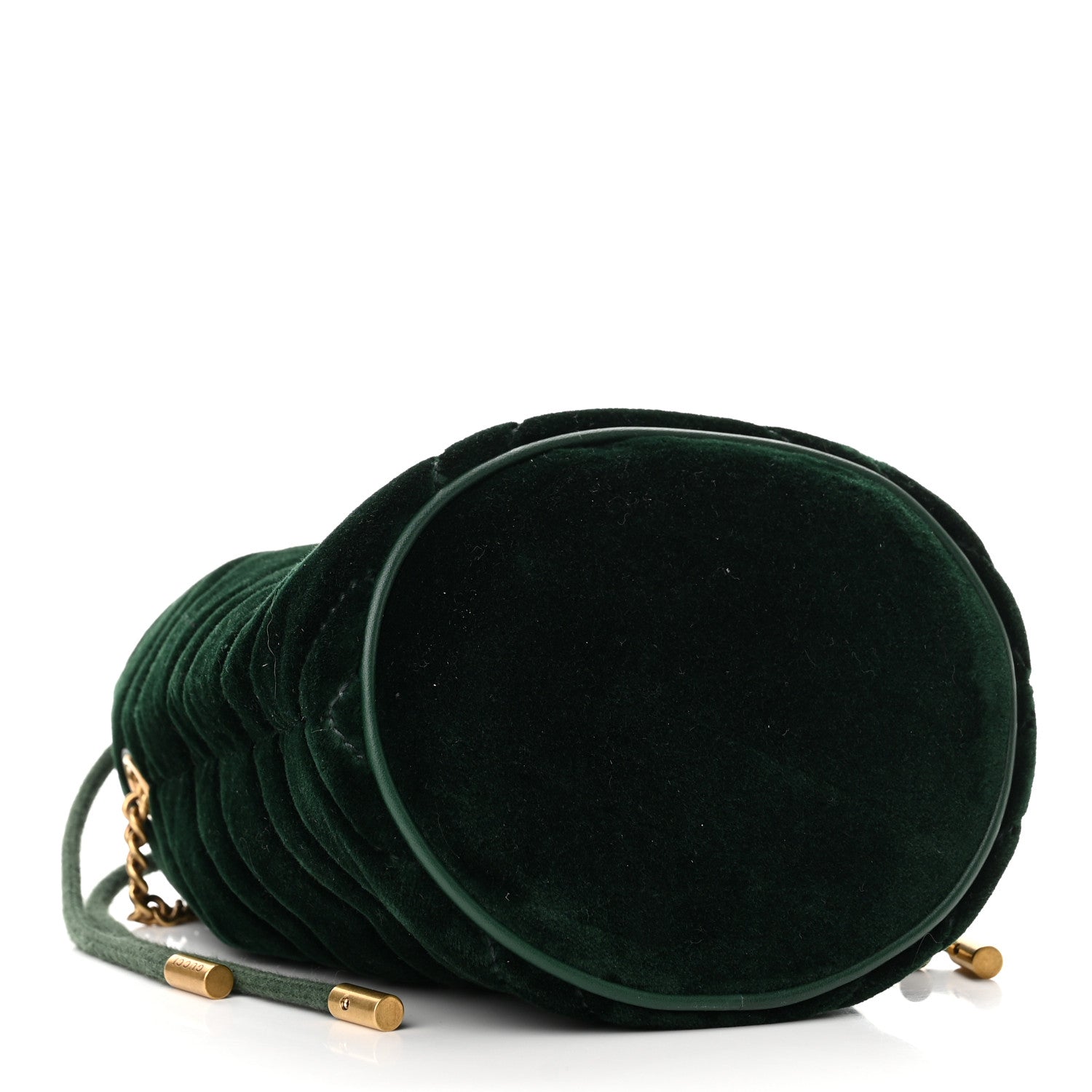 Gucci Velvet Matelasse Mini GG Marmont 2.0 Bucket Bag Dark Green 4 of 9
