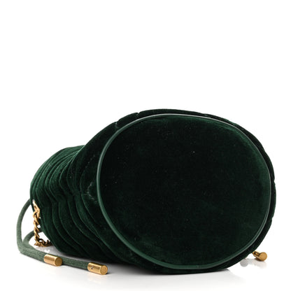 Gucci Velvet Matelasse Mini GG Marmont 2.0 Bucket Bag Dark Green 4 of 9