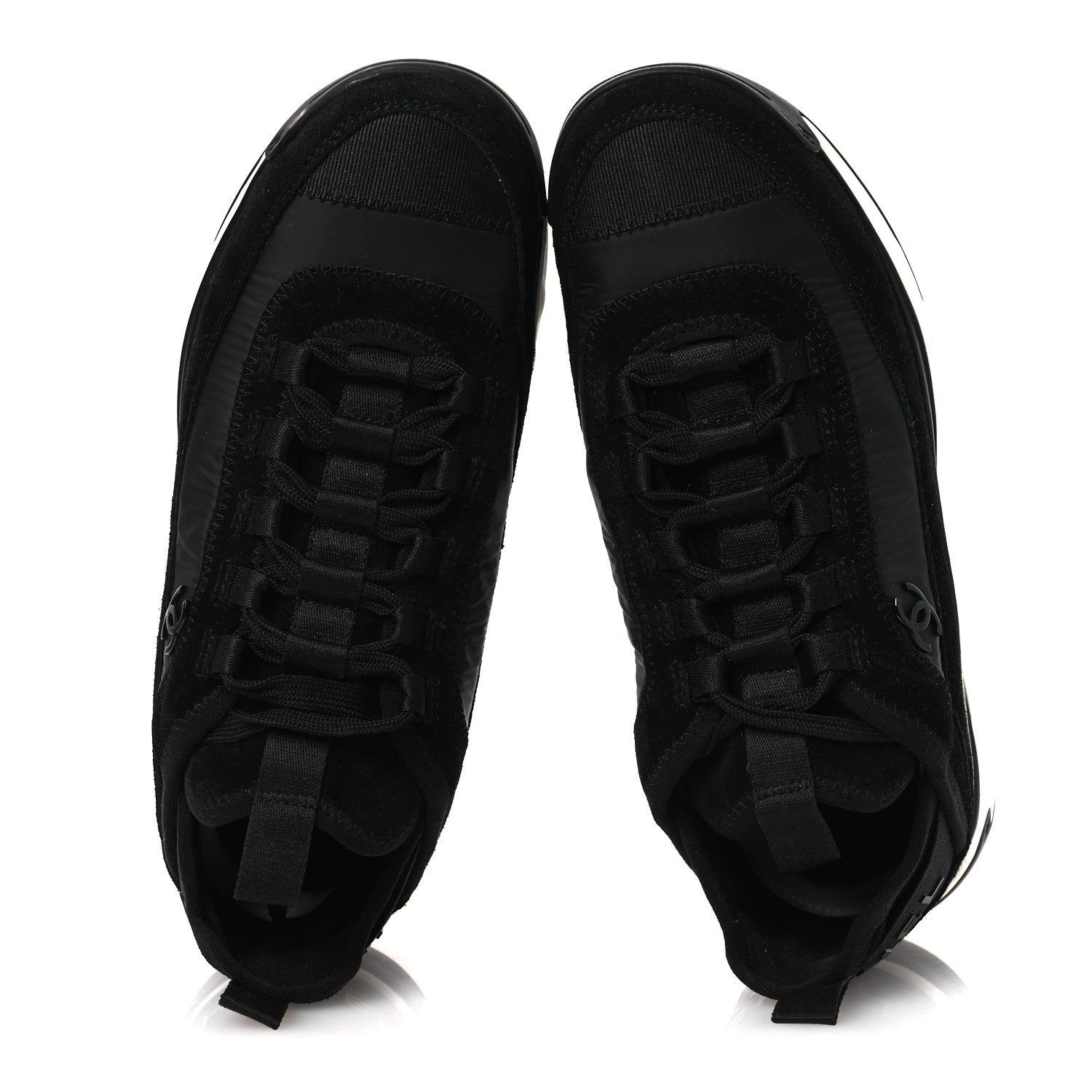 Chanel Velvet Calfskin Mixed Fibers CC Sneakers 37 Black 1847105