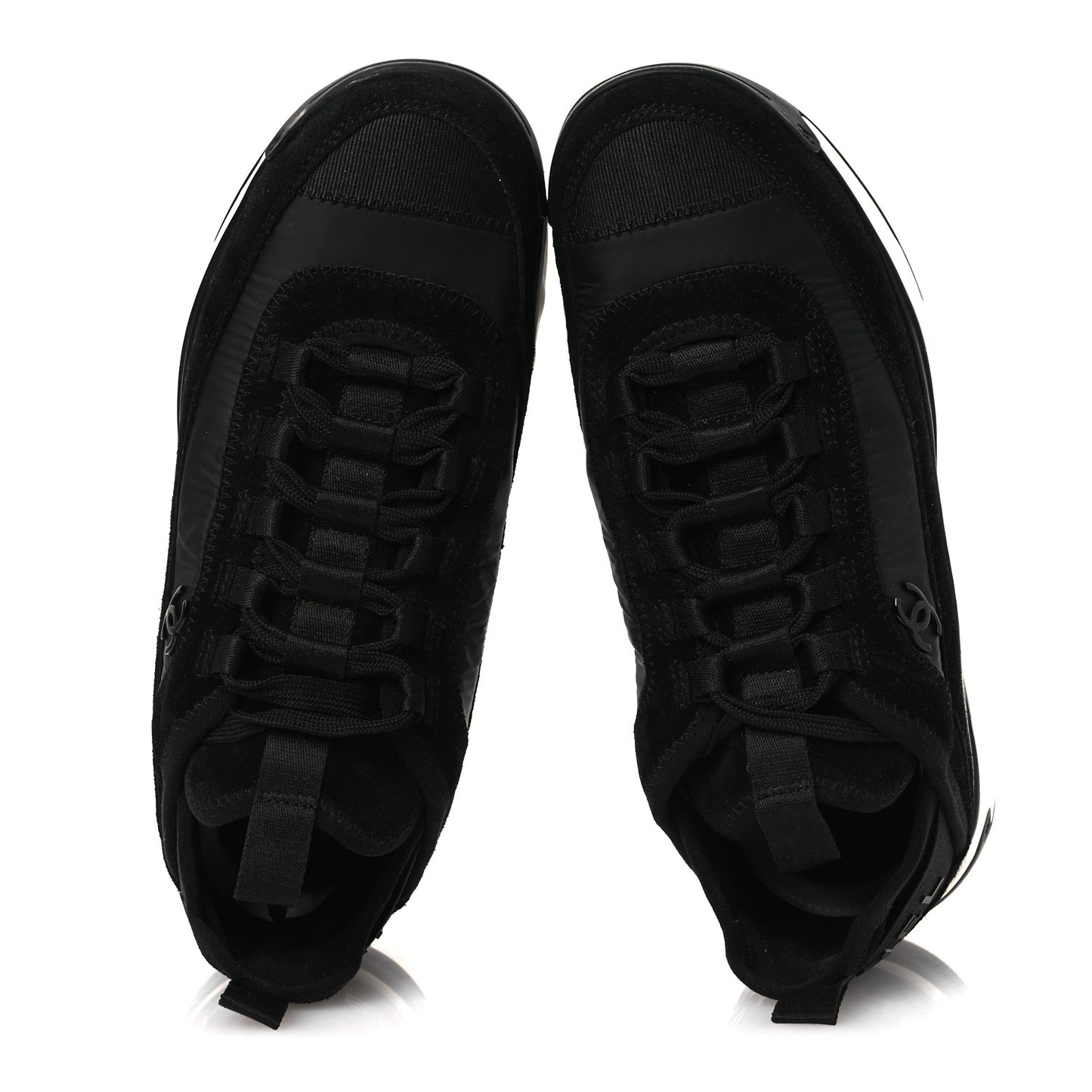 Velvet Calfskin Mixed Fibers CC Sneakers 37 Black