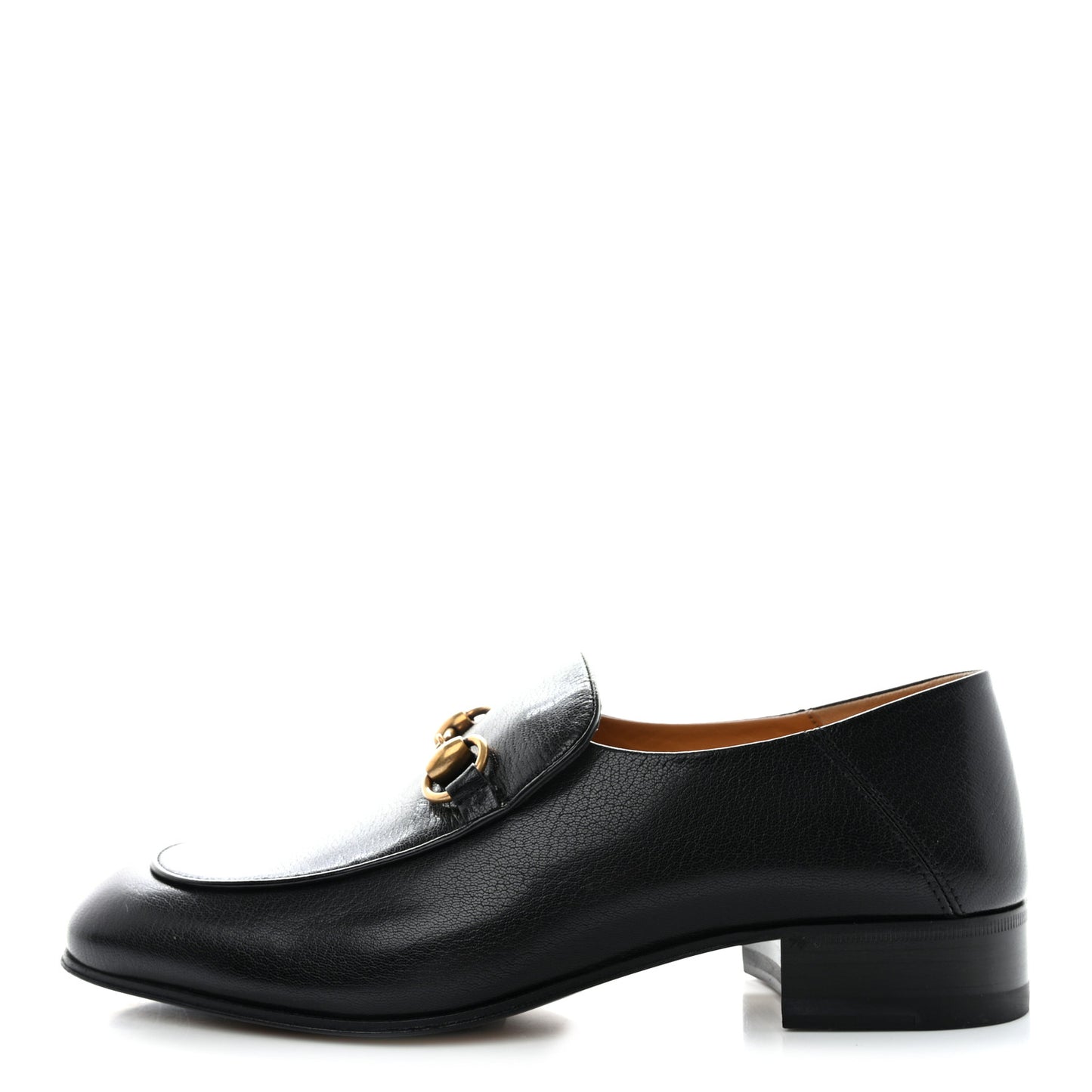 Goatskin Womens Horsebit Mid-Heel Loafers 39 Black